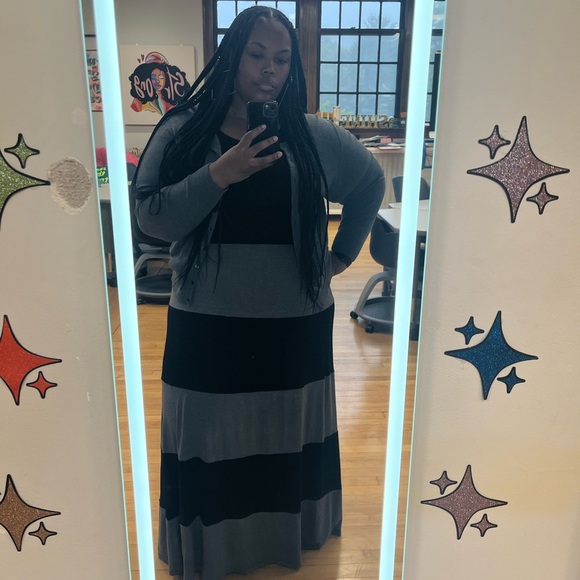 Black and Gray Striped Maxi Dress - Picture 1 of 1